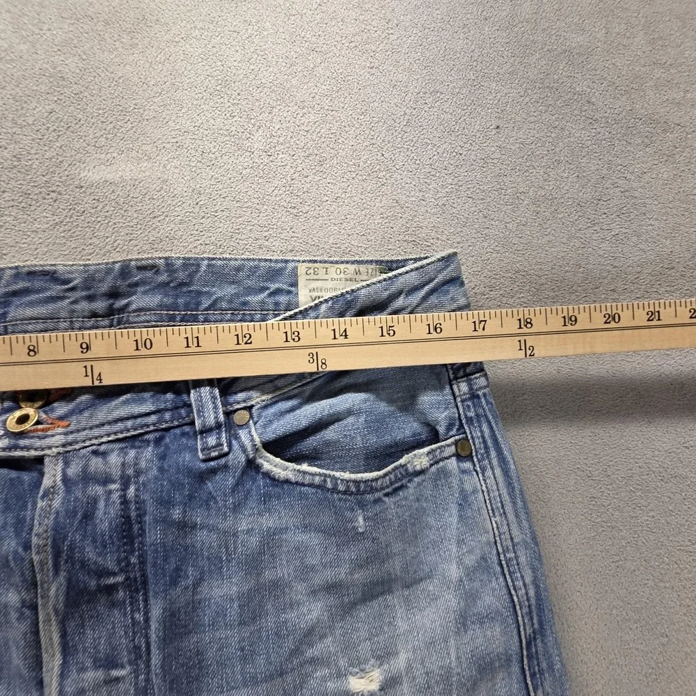 Diesel Jeans Mens 30x32 Blue Viker-R-Box Straight Distressed Made Italy 008MY